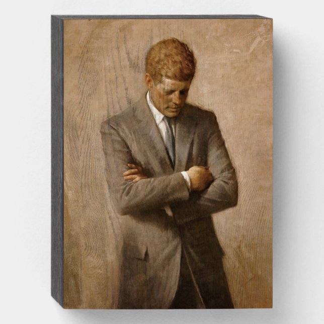 John Kennedy US Presidential White House Portrait  Wooden Box Sign (Front Vertical)