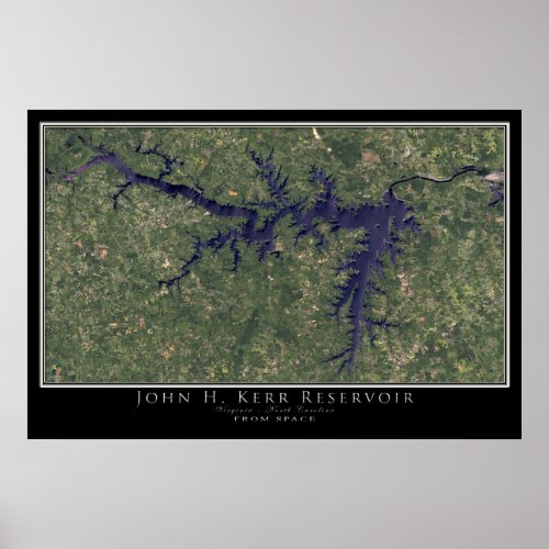 John Kerr Lake Virginia _ North Carolina Satellite Poster