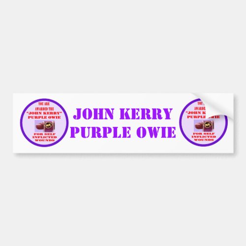 JOHN KERRY PURPLE OWIE BUMPER STICKER