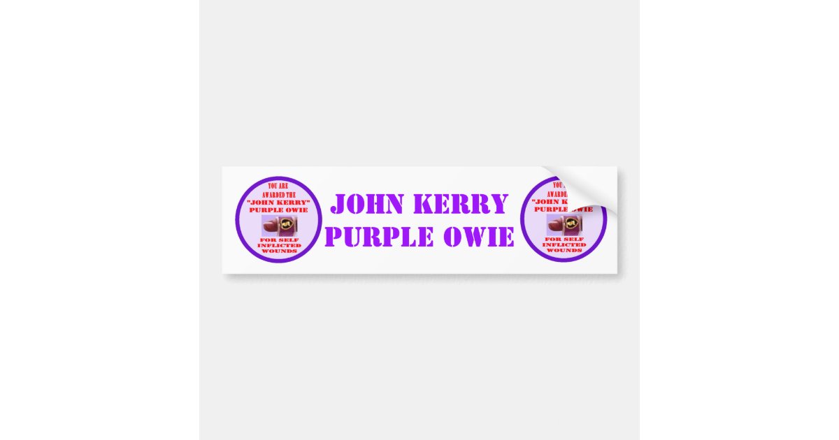 JOHN KERRY PURPLE OWIE BUMPER STICKER | Zazzle