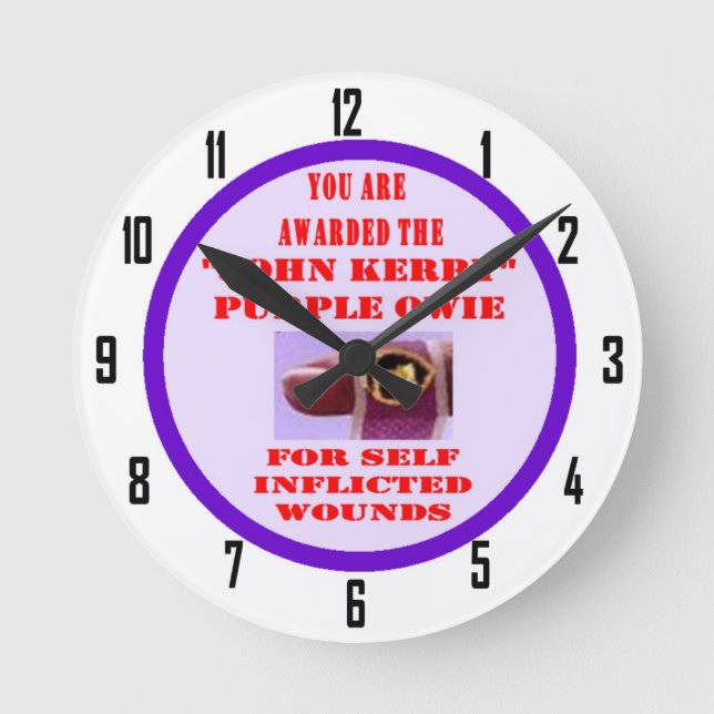 JOHN KERRY PURPLE OWIE ROUND CLOCK (Front)