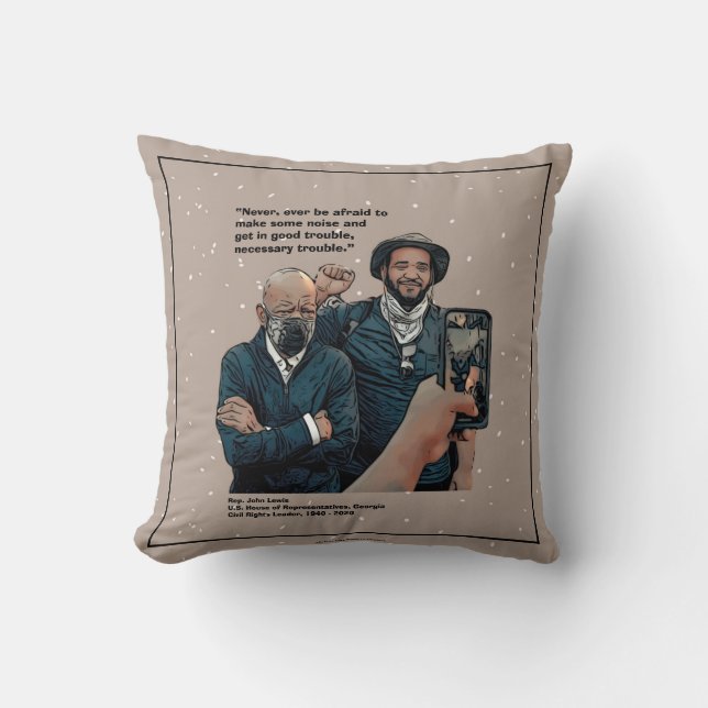 John Lewis, good trouble, Throw Pillow (Front)