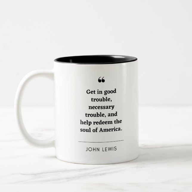 John Lewis inspirational quote Two-Tone Coffee Mug (Left)