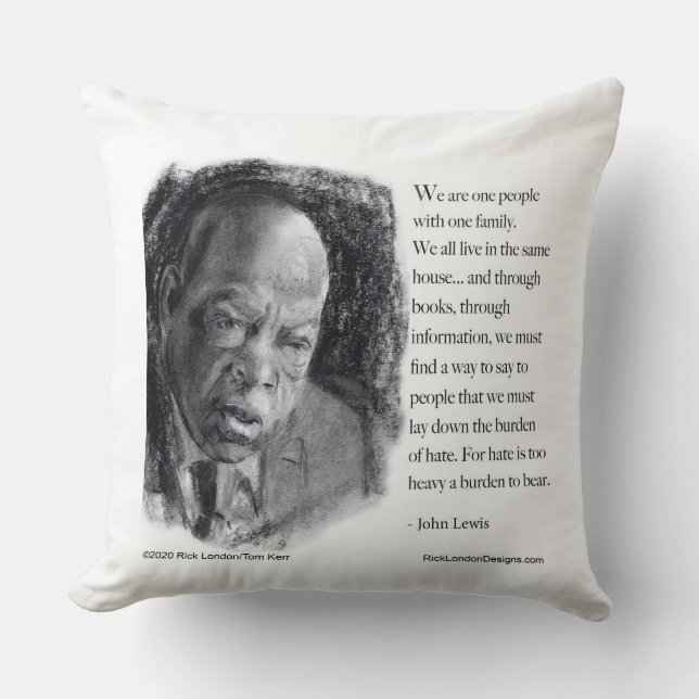 John Lewis & Quote Beautiful Portrait  Throw Pillow (Front)
