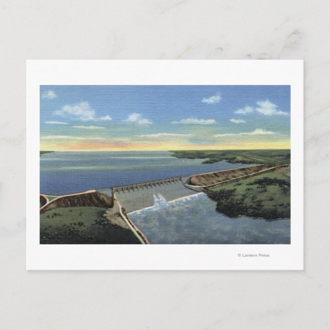 John Martin (Caddoa) Dam across Arkansas River Postcard (Front)