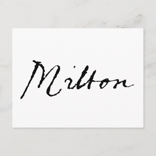 John Milton signature Postcard (Front)