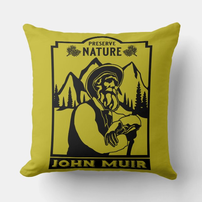 John Muir American Conservator Throw Pillow (Front)