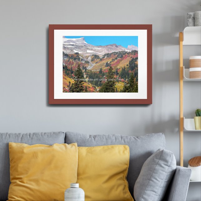 John Muir Quote Colorful Mountain Valley Landscape Framed Art (Living Room 3)