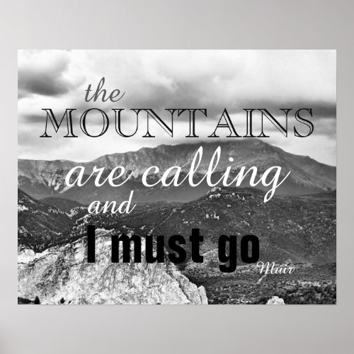 John Muir quote poster the mountains are calling