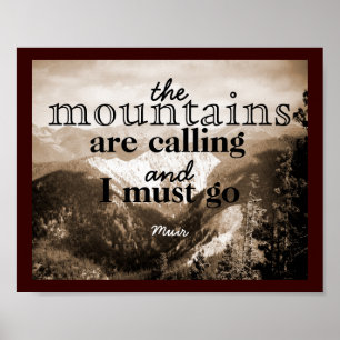 John Muir quote poster The Mountains Art Calling
