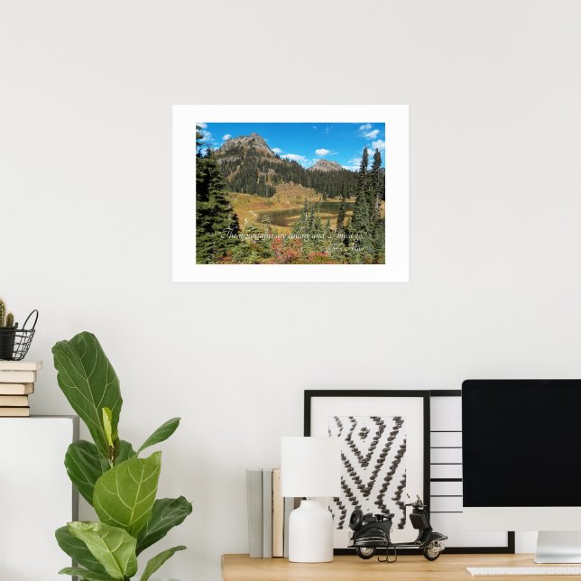 John Muir Quote Scenic Mountain Lake Landscape Poster (Home Office)