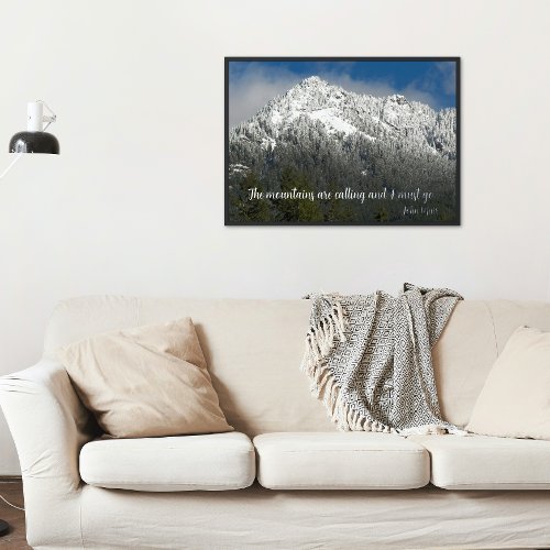 John Muir Quote Snowy Mountain Landscape Foil Prints