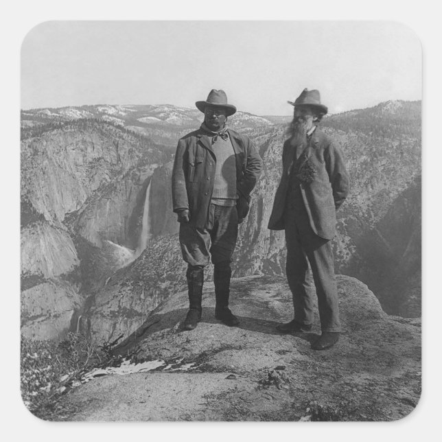 John Muir Teddy Roosevelt Yosemite National Park Square Sticker (Front)
