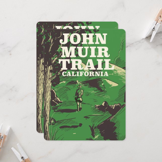John Muir Trail California travel poster. (Front/Back In Situ)