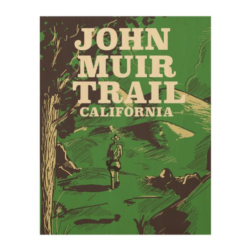 John Muir Trail California travel poster Wood Wall Art
