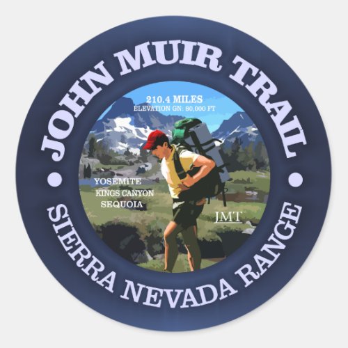 John Muir Trail Hiker C Classic Round Sticker