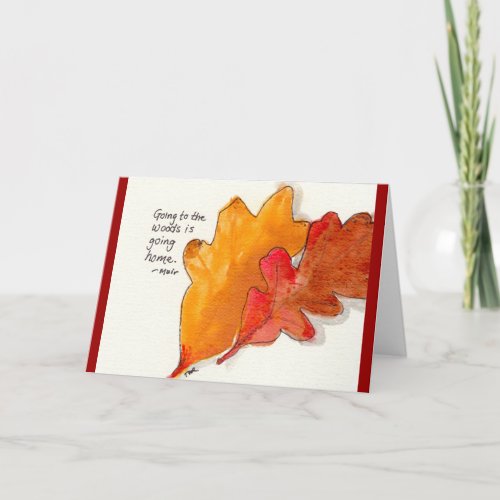 John Muir Watercolor and Ink Oak Leaves Card