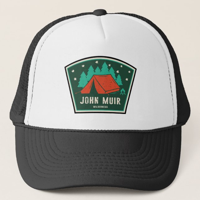 John Muir Wilderness California Camping Trucker Hat (Front)