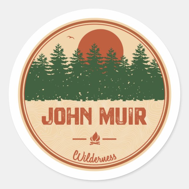 John Muir Wilderness California Classic Round Sticker (Front)