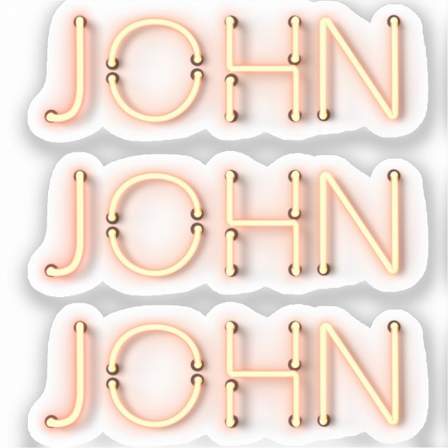 John Name in Glowing Neon Lights Classic Round Sti Sticker (Front)