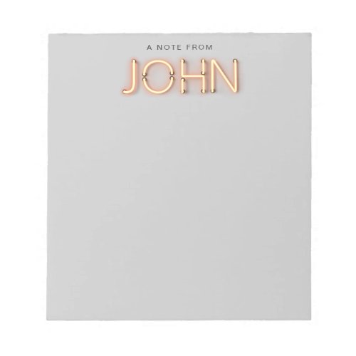 John Name in Glowing Neon Lights Notepad