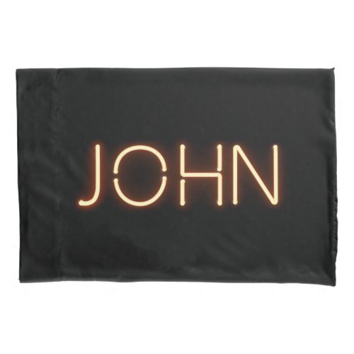 John Name in Glowing Neon Lights Pillow Case