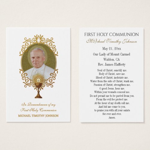 John Paul the Great Communion  Remembrance Card