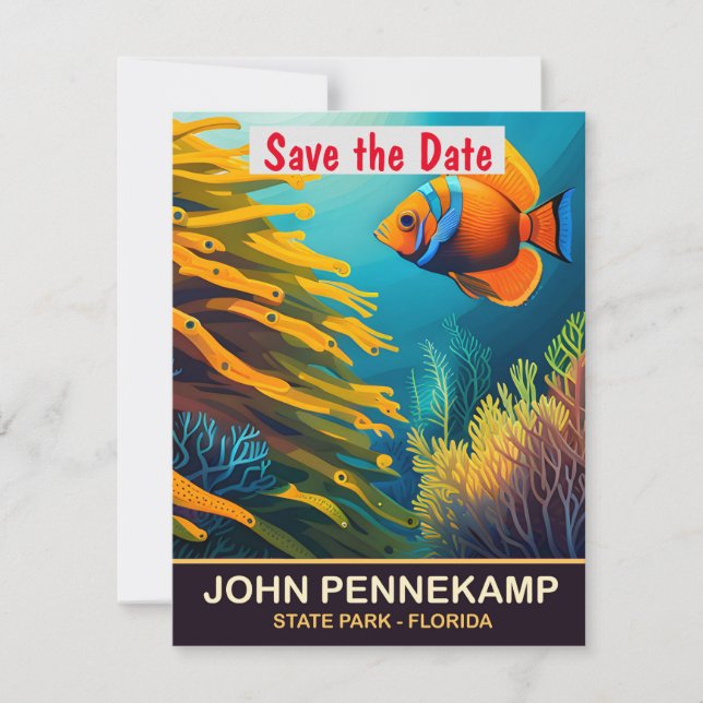 John Pennekamp Reef Coral Wedding Invitation (Front)