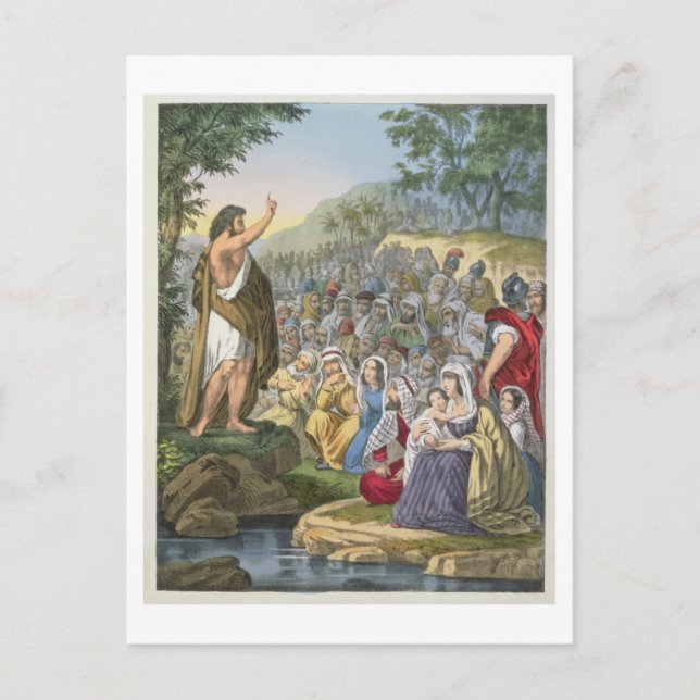 John Preaching in the Wilderness, from a bible pri Postcard (Front)