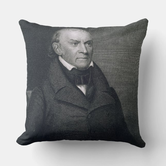John Quincy Adams, engraved by John Wesley Paradis Throw Pillow (Front)