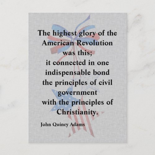 John Quincy Adams Patriotic Religious Quote Postcard