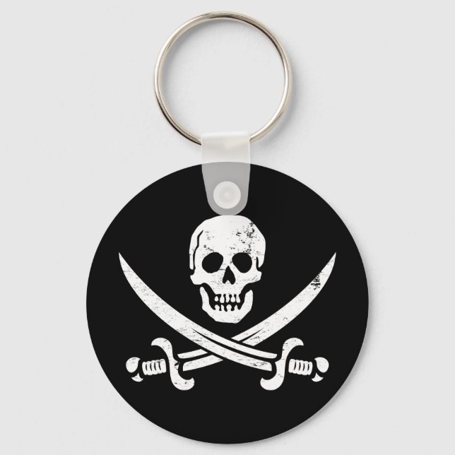 John Rackham (Calico Jack) Pirate Flag Jolly Roger Keychain (Front)