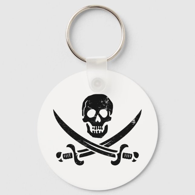 John Rackham (Calico Jack) Pirate Flag Jolly Roger Keychain (Front)