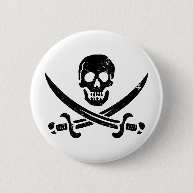 John Rackham (Calico Jack) Pirate Flag Jolly Roger Pinback Button (Front)