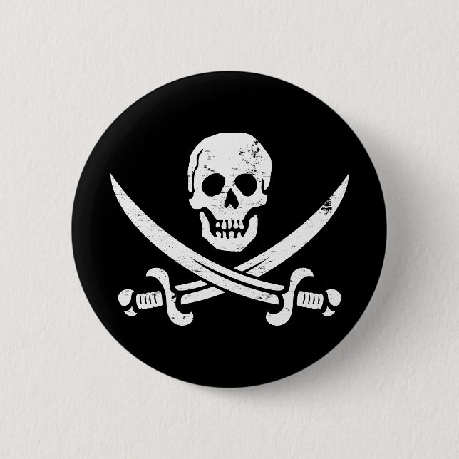 John Rackham (Calico Jack) Pirate Flag Jolly Roger Pinback Button (Front)