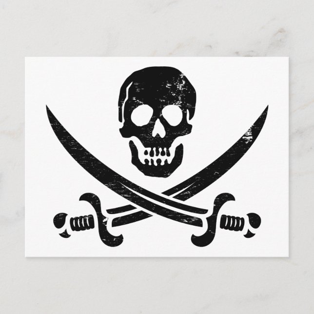 John Rackham (Calico Jack) Pirate Flag Jolly Roger Postcard (Front)
