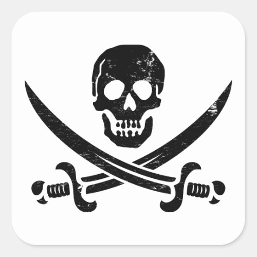 John Rackham Calico Jack Pirate Flag Jolly Roger Square Sticker