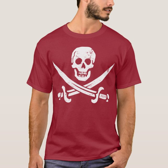 John Rackham (Calico Jack) Pirate Flag Jolly Roger T-Shirt (Front)