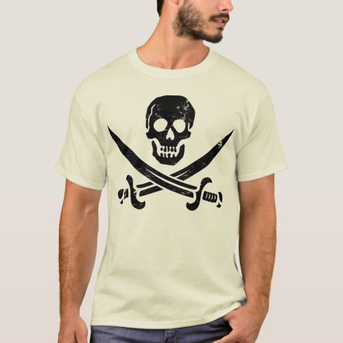 John Rackham Calico Jack Pirate Flag Jolly Roger T_Shirt
