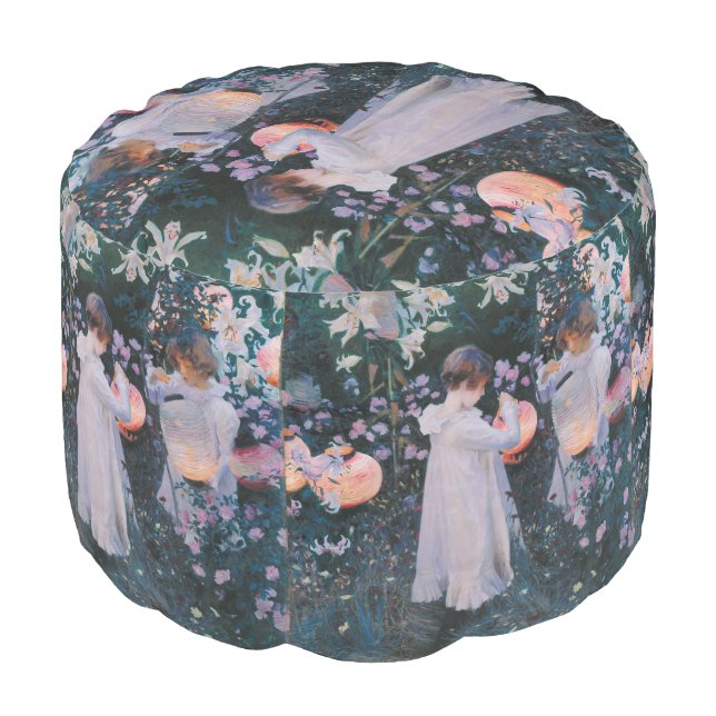 John Sargent Vintage Carnation Lily Lily Rose Pouf (Angled Front)