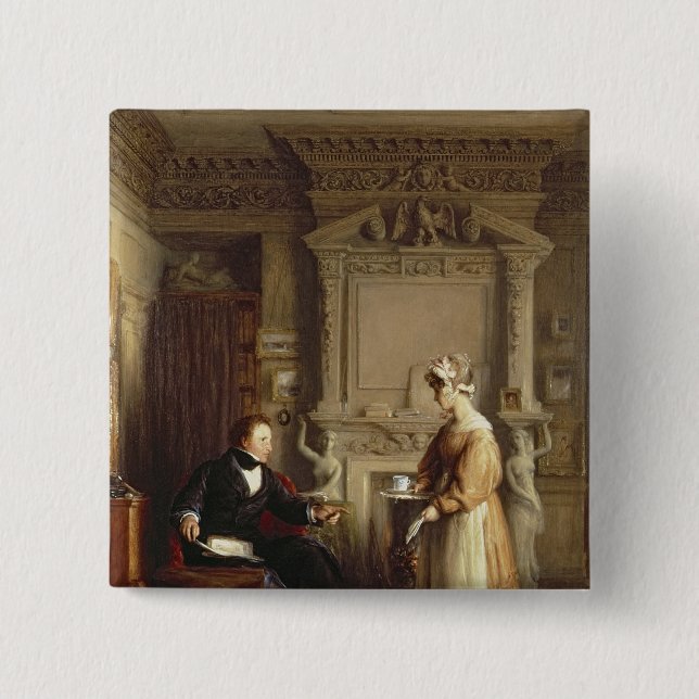 John Sheepshanks and his maid Pinback Button (Front)