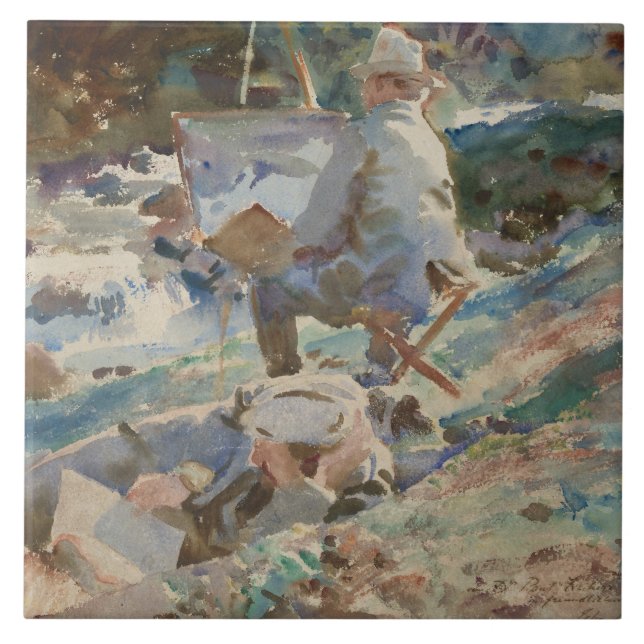 John Singer Sargent - An Artist at His Easel Ceramic Tile (Front)