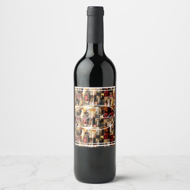.John Singer Sargent Elegant Lady Portrait Collage Wine Label (Front)