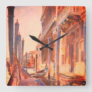 John Singer Sargent Gondola Moorings Venice Square Wall Clock