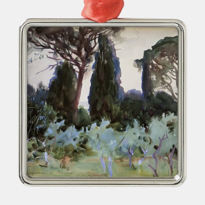 John Singer Sargent  Landscape near Florence Christmas Tree Ornaments