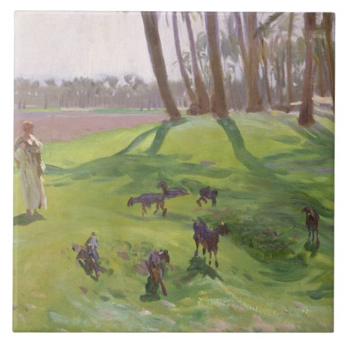 John Singer Sargent _ Landscape with Goatherd Ceramic Tile