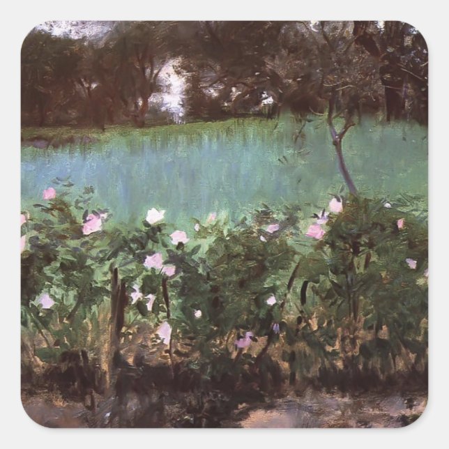 John Singer Sargent- Landscape with Rose Trellis Square Sticker (Front)