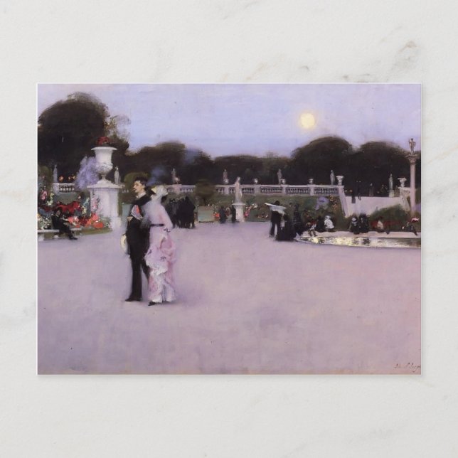 John Singer Sargent-Luxembourg Gardens at Twilight Postcard (Front)