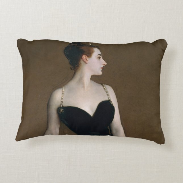John Singer Sargent Madame X Classic Portrait Accent Pillow (Back)