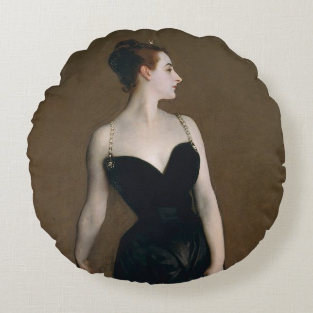John Singer Sargent Madame X Classic Portrait Round Pillow (Front)